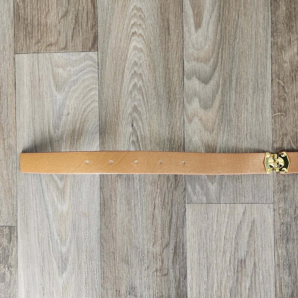 Tahari‎ Arthur S Levine Women's Tan Leather Belt Gold Buckle Size 4 - Picture 7 of 10